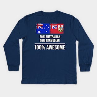 50% Australian 50% Bermudian 100% Awesome - Gift for Bermudian Heritage From Bermuda Kids Long Sleeve T-Shirt